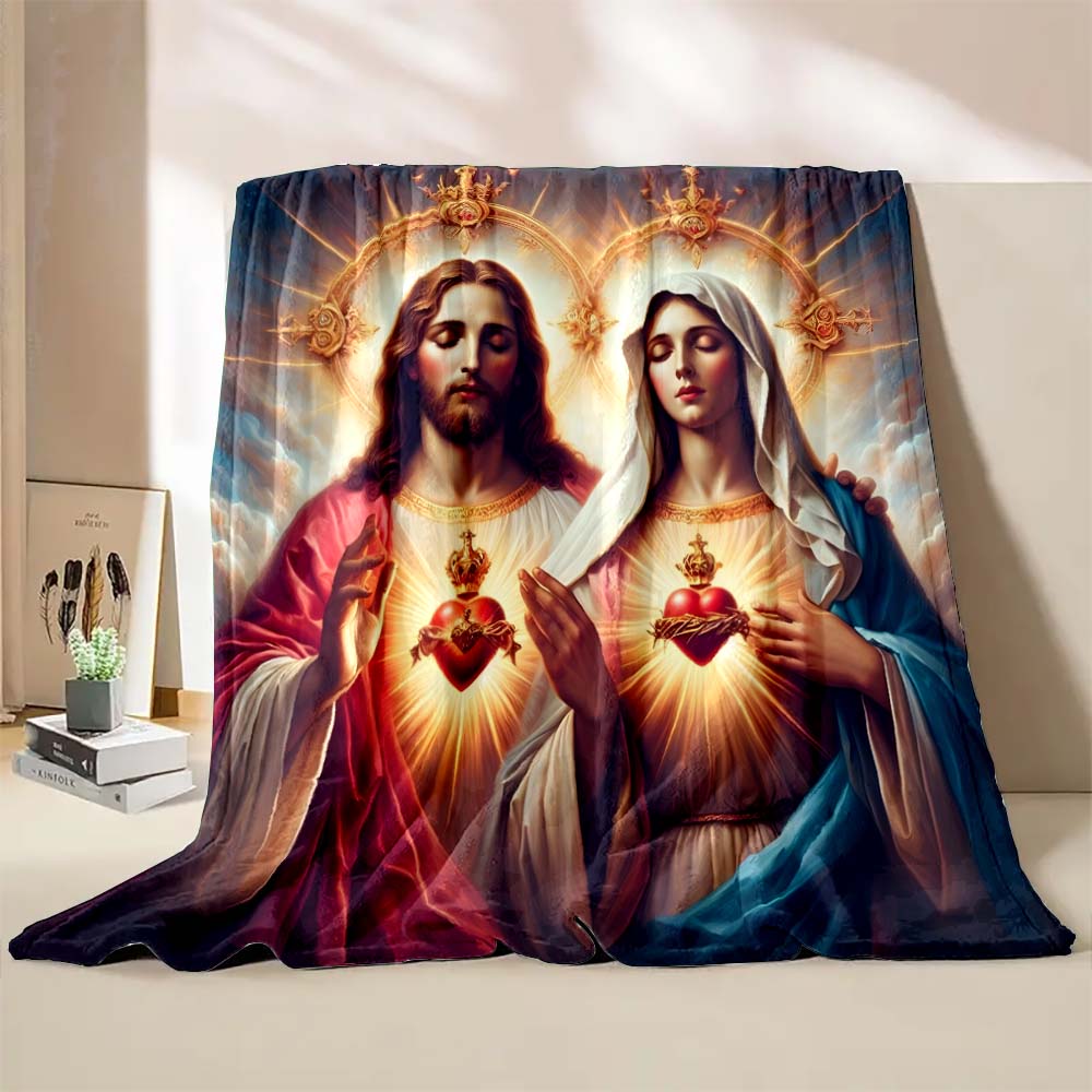 6 Sizes Jesus Virgin Maria Believer Pray Printed Blanket Soft and Comfortable Home Travel Blanket Adult and Child Warm Blanket