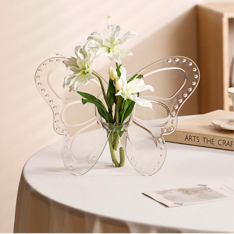 Transparante Vlinder Acryl Bloemenvaas Driedimensionale Bloemstukaccessoires Vlinder Vaas Huisdecoratie