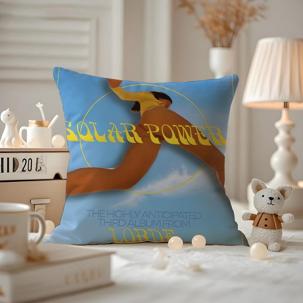Lorde-Solar Power Cushion Cover Anti-dustmite Pillowcase Invisible Zipper Silky Short Plush Sofa Cushion Cover