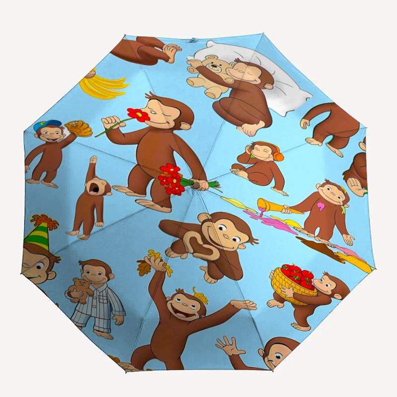 1pc Curious George (7) Umbrella, Sun Protection, And UV Shielding. It Has Eight Sturdy Ribs for Outdoor Use And Perfect Gift