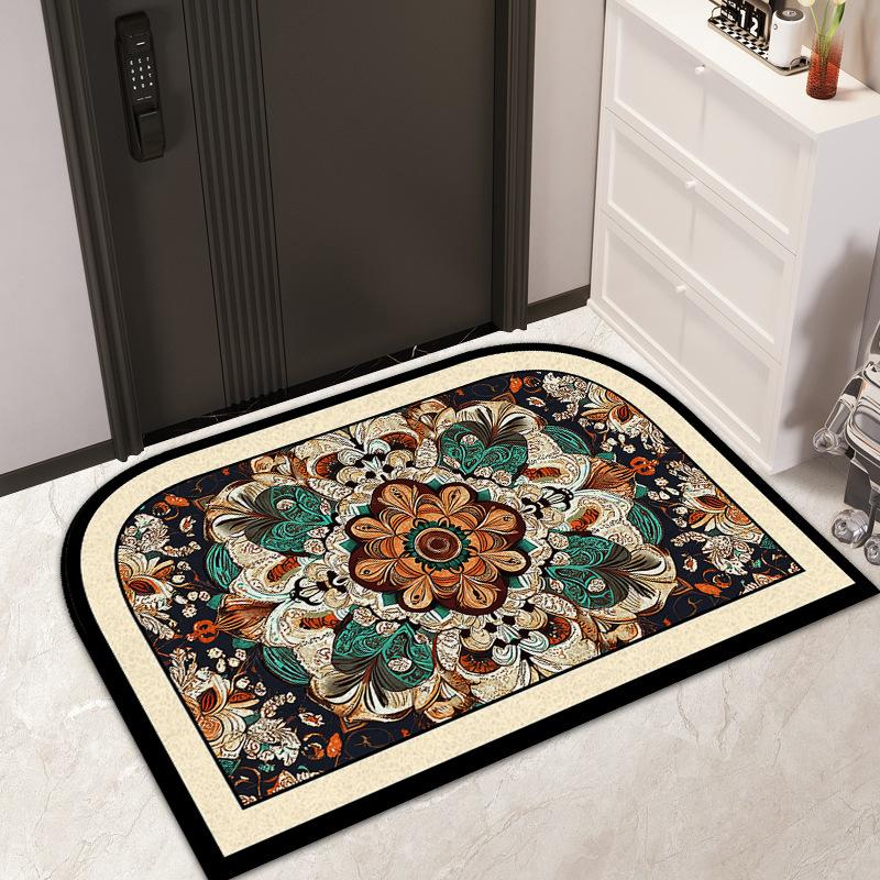 Entry Door Floral Silk Floor Mat Household Entrance Door Dirt Mat Outdoor Dirt Resistant Dust Removal Can Be Tailored Carpet