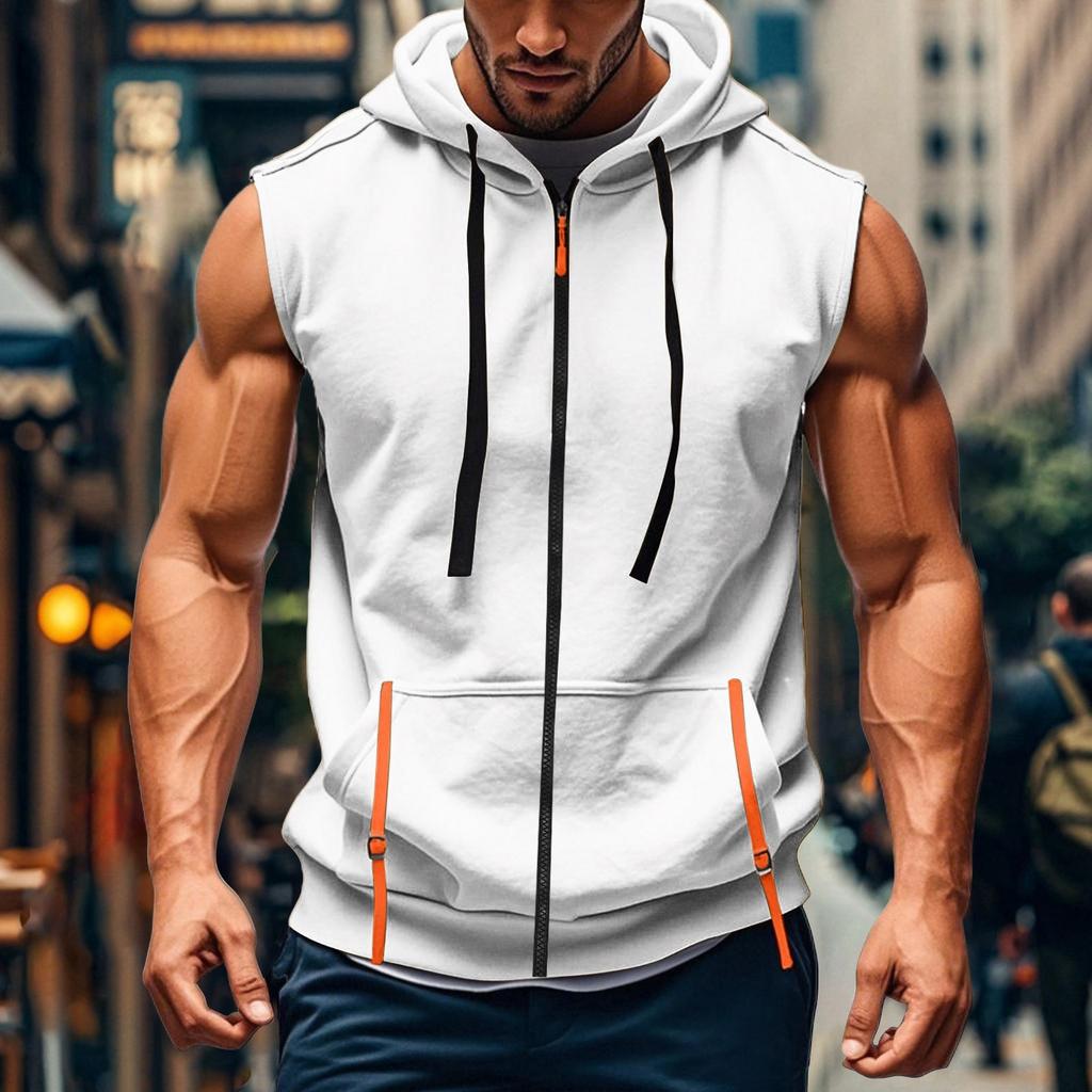 Men's Vest, Waistcoat, Casual Hooded Vest And Pullover
