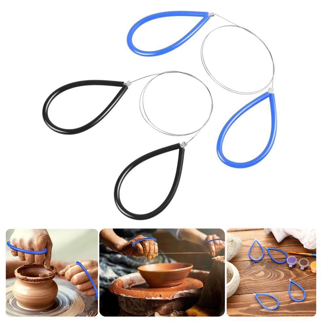 2Pcs Wire Clay Cutter Stainless Steel Wire Slip Resistant Handle Clay Cutting Tool for Ceramic Art Sculpture Cutting