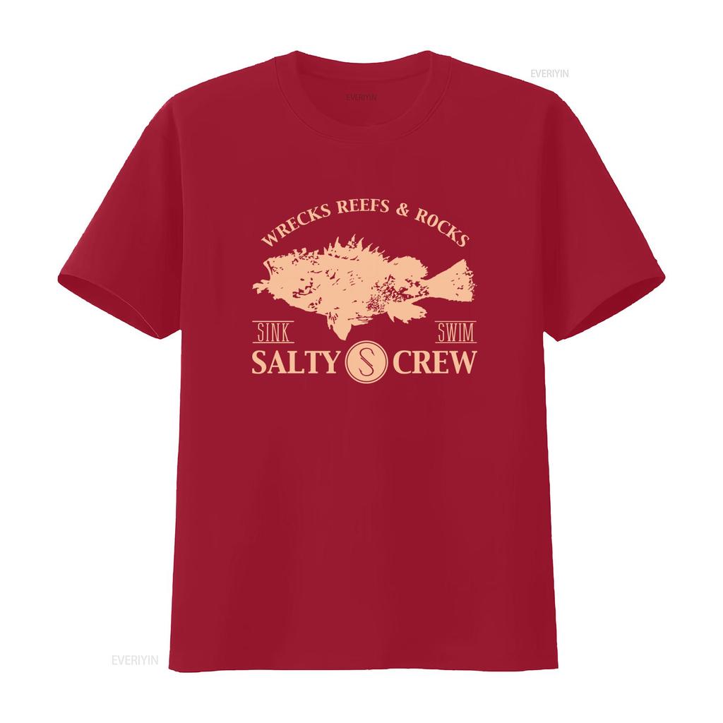 Pánské tričko Salty Crew Malé Černé 100% Bavlna Velká Ryba Vraky Útesy Skály Potopení Plavání Design vintage Vyprané Stylové Lehce