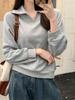 Korean Chic Age-Reducing V-Neck Pullover Sweatshirt - Women's Casual Loose Fit Artistic Top
