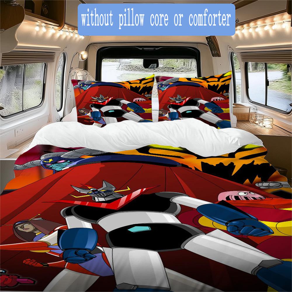 Retro Robot Pattern Bedding,Quilt Set Quilt Cover Pillowcase Home Birthday Gift (1*duvet Cover+2*pillowcase,without core)SSJT0917283