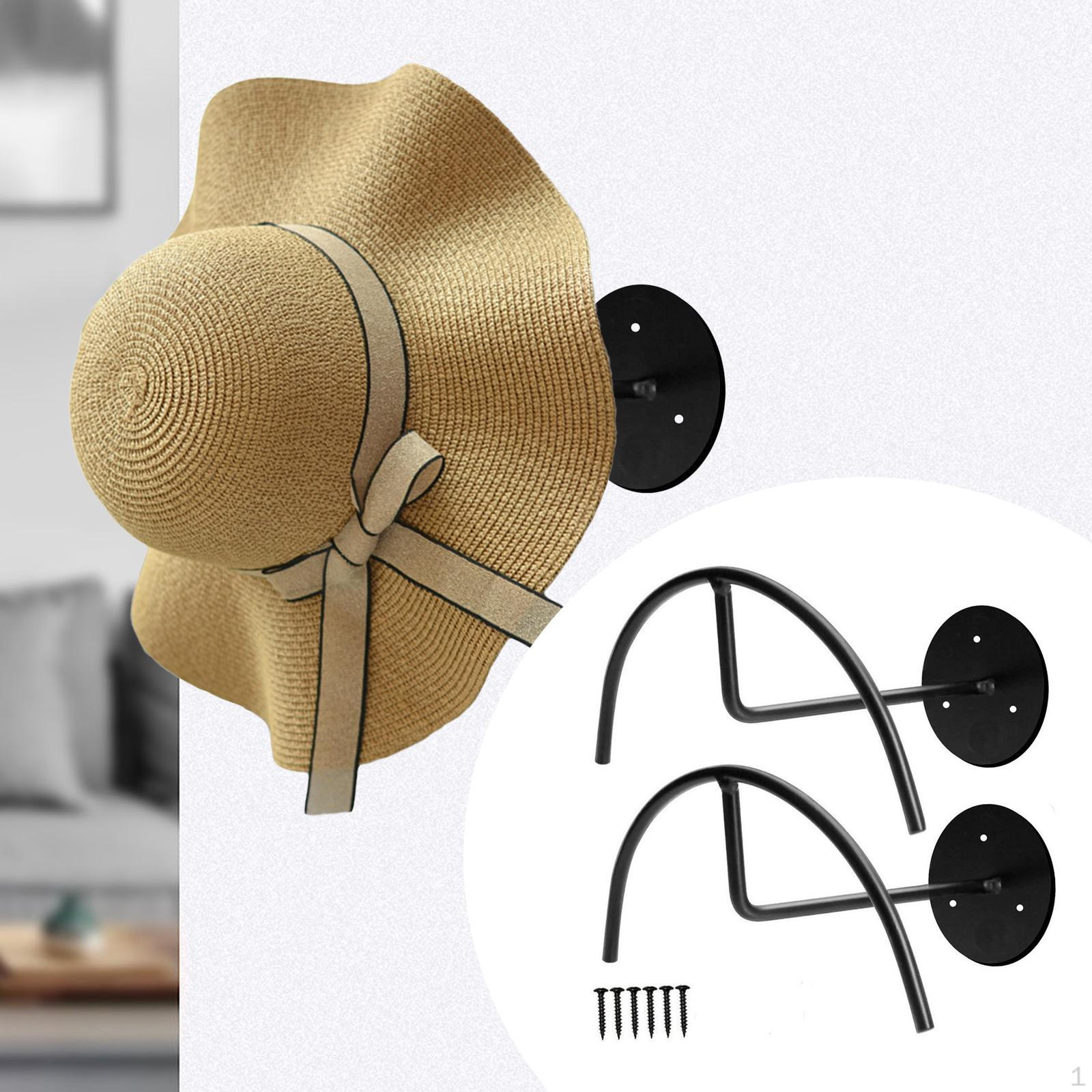

2x Подставки для шляп Органайзер для бейсболок Настенное крепление Многоцелевая Современная черная вешалка Шлем для