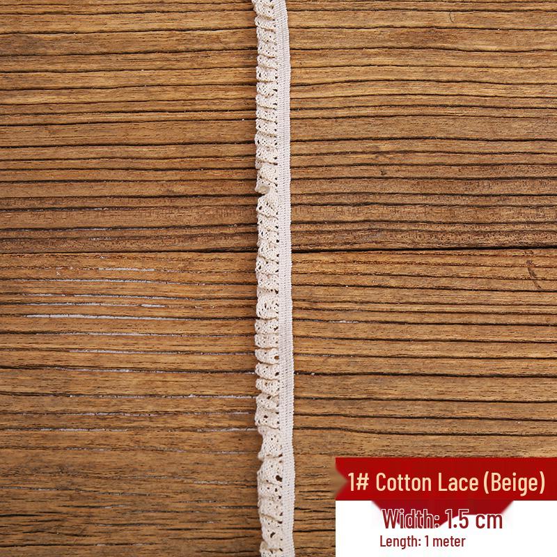 Handmade Off-White Elastic Cotton Lace for DIY Garment Accessories and Skirt Hem Decoration.