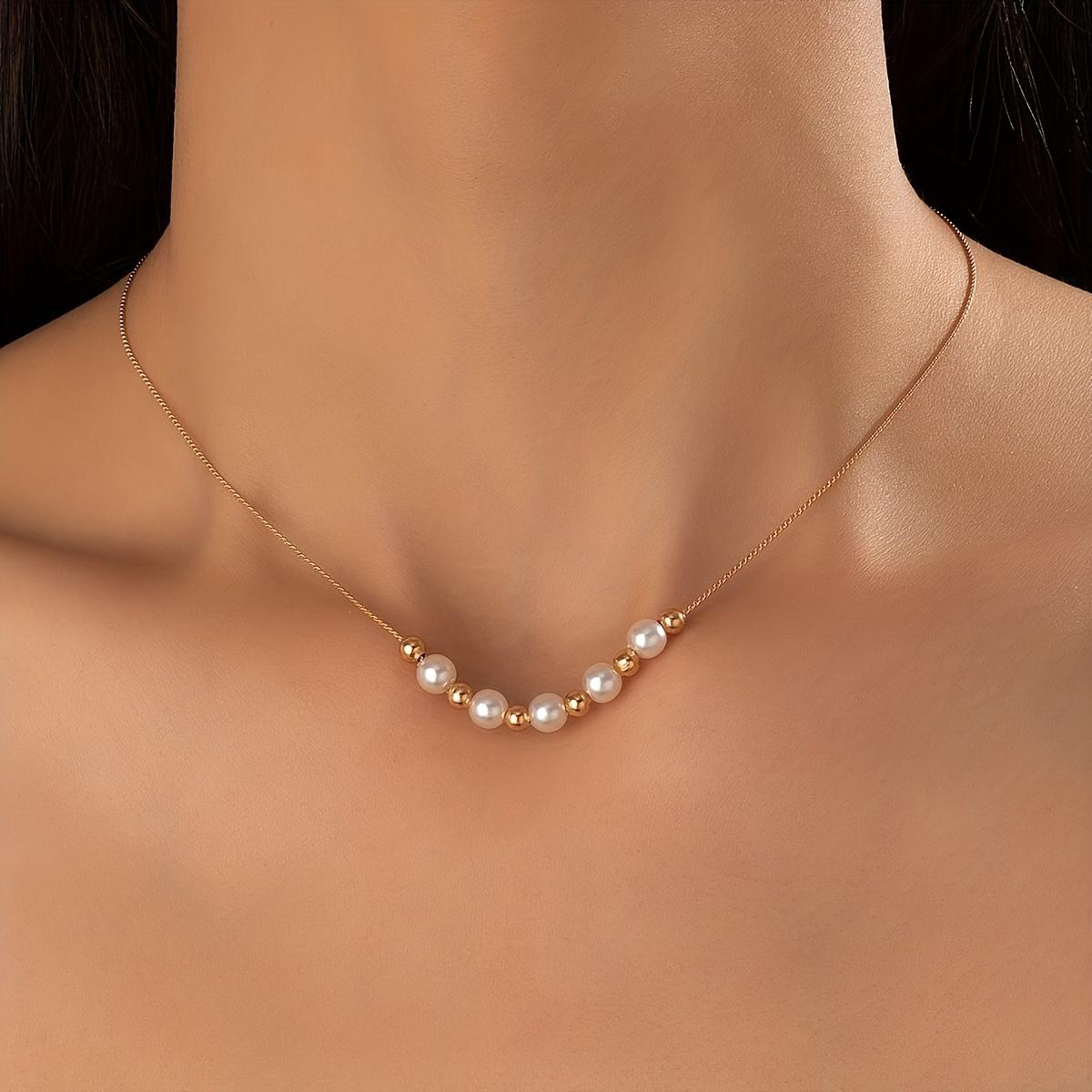 Модное Трендовое Креативное Металлическое Бусина Жемчуг Подвеска, Минималистичное Геометрическое Цепочка Ключица Ожерелье