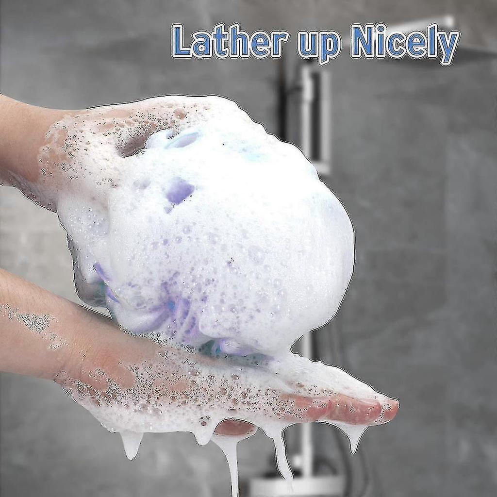 4pcs Bath Shower Loofah Sponge Bath Mesh Pouf Shower Ball Body Scrubber