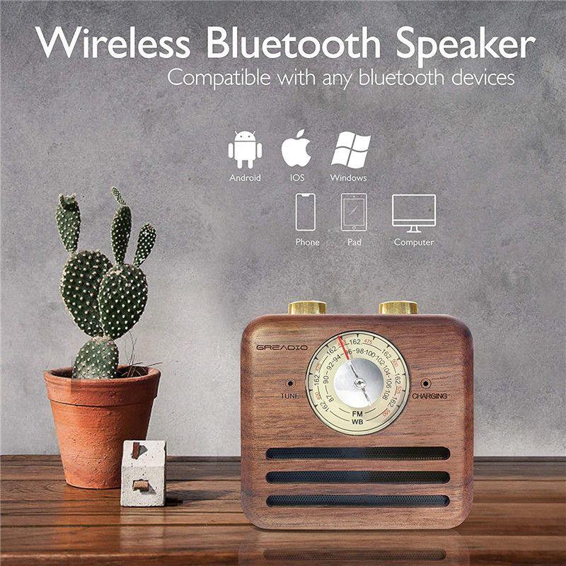 Retro Design Bluetooth Speaker with FM-Radio R917-A Light Brown