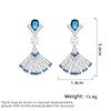 Women's Light Luxury Design Elegant Fan-Shaped Earrings Zircon Fashion Versatile Niche Design Sense Long Earrings