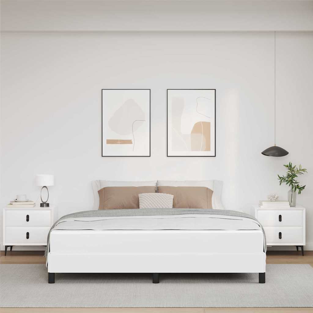 Bed Frame with Mattress Pure White 180 x 200 cm Fabric