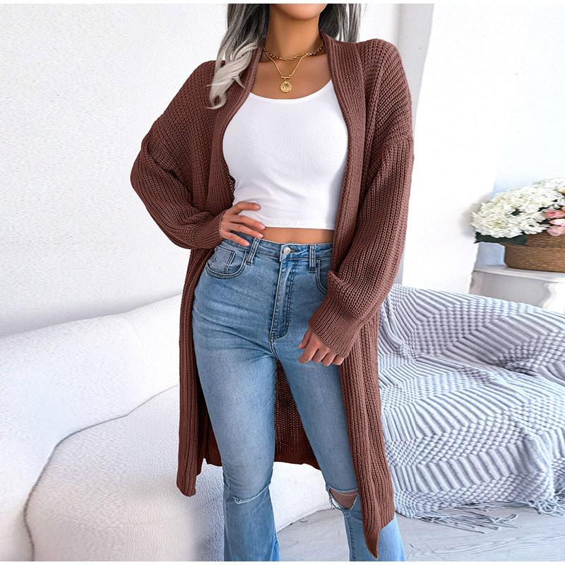 Весна Осень Женский Повседневный Универсальный Длинный Кардиган С Лацканами Женский — фото 13