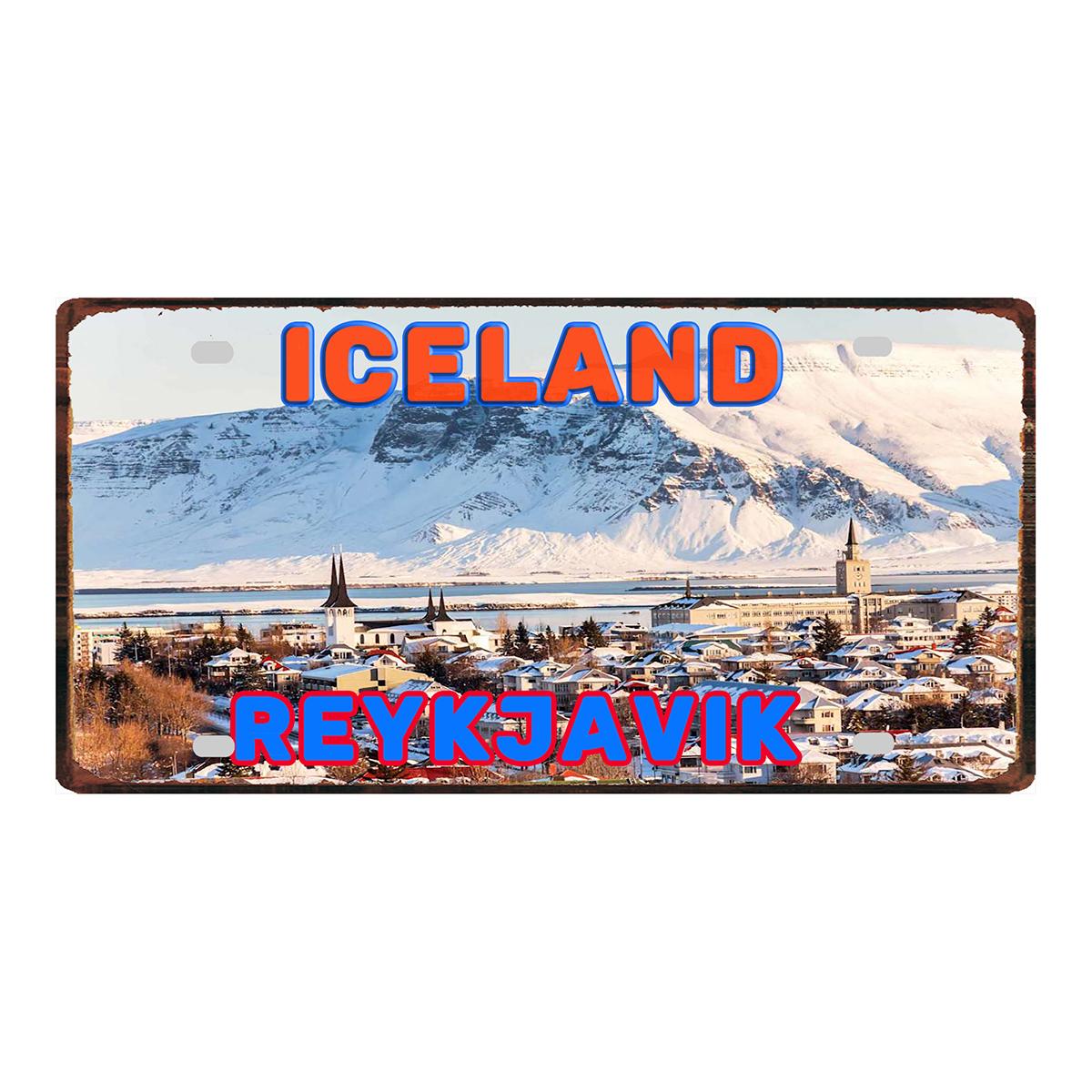 

YZFQ Iceland City Metal Tin Sign Reykjavik Vintage Plate Tourist Souvenir For Wall Restaurant Bar Home Decor 30X15CM JM-0013 15x30cm(5.9x7.8inch)