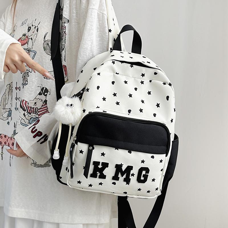 Children's Small Backpack Color Block Stars Print Student Schoolbag