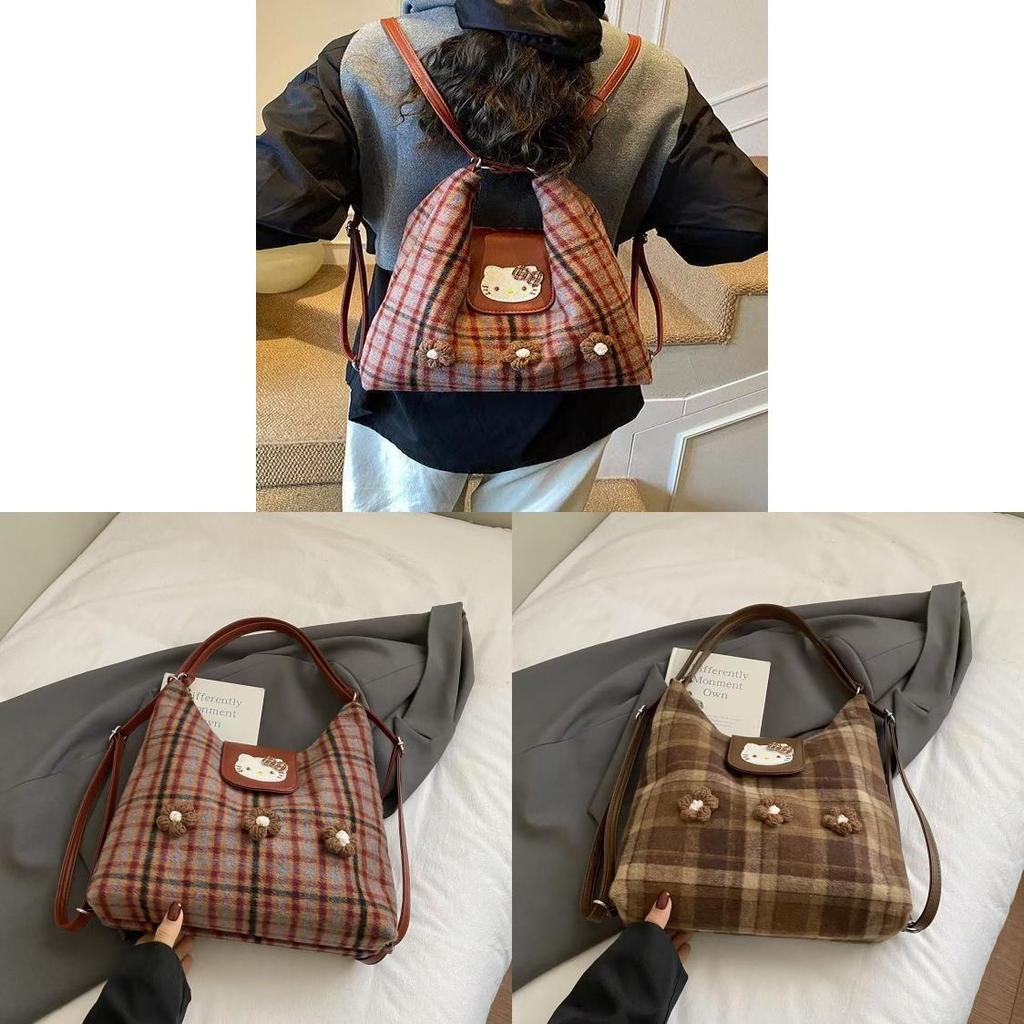 Hello Kitty Retro Canvas Backpack With Padded Straps For Casual Daily Use