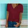 Women's V-neck Tunic Short Sleeve Loose Top T-shirt Plus Stylish Blouse Option