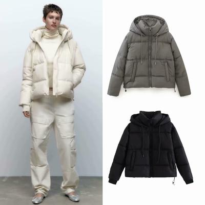 Women's Autumn and Winter Plus Size Short Padded Warm Jacket Casual Solid Colour Cold Windproof Loose Bread Clothing Zip Outerwear