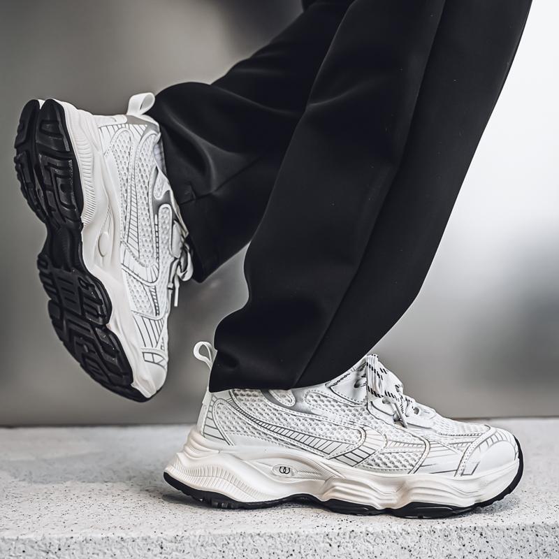 New Fashion Men's Four Seasons Comfortable Thick Sole Shoes Students Male Boys Trending Soft Sole Breathable Casual Running Sneakers