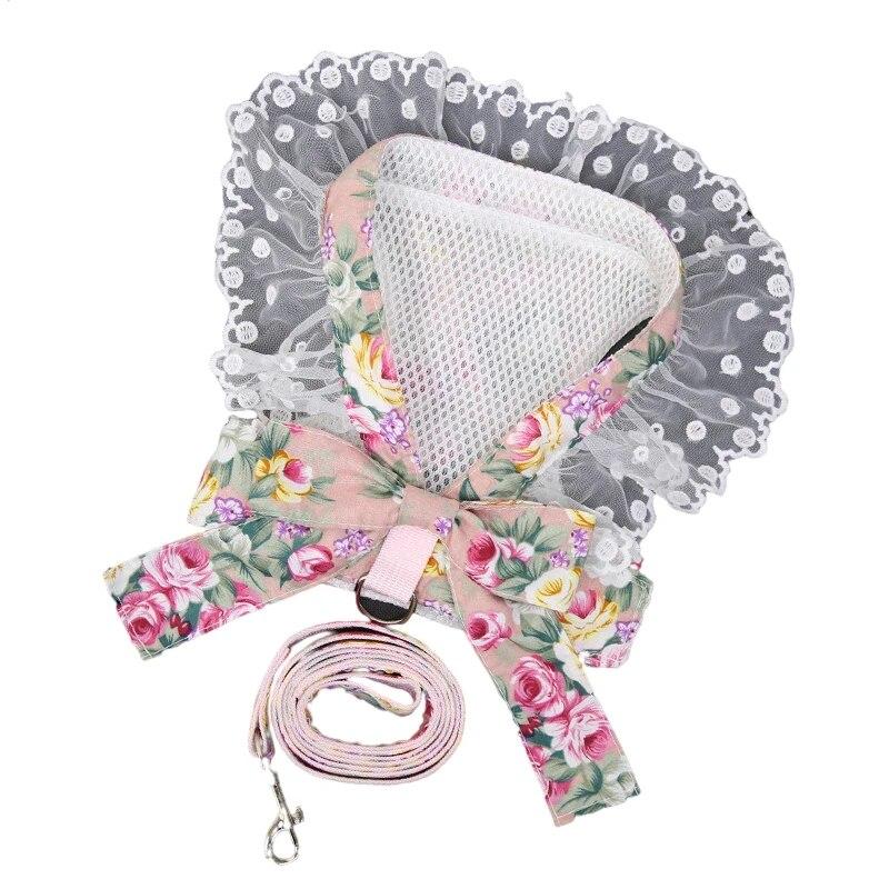 New Style Bow Dog Harness Vest for Small Dogs Soft Breathable Chest Strap with Leash Puppy Cat Chihuahua Pug Teddy Skirts