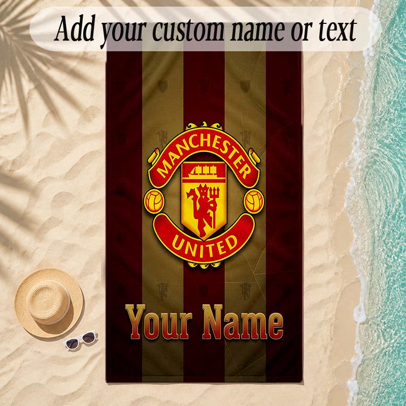 Beach TowelManchester United Custom Name Text Personalized Soft Towel for Beach Pool Indoor Home Decor Gift