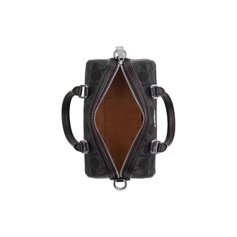 Coach Rowan 18 Reißverschluss Oben Signatur Schulter Crossbody Tasche Denim Tote Klein Damen Schwarz