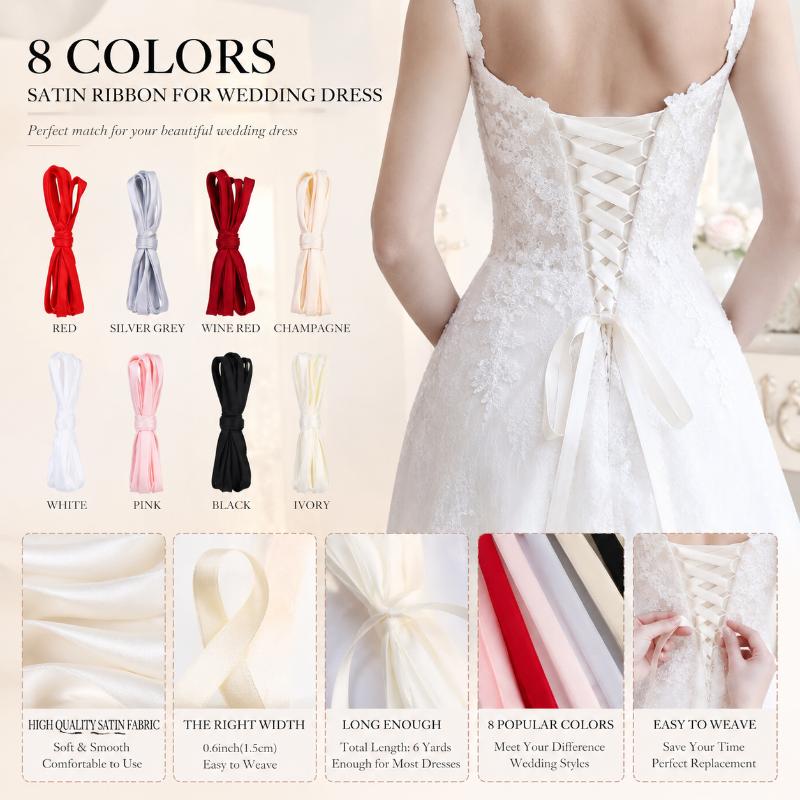Wedding Gown Back Lacing Band 4M Long Soft Skin-friendly Ribbon Strap for Evening Dress Prom Party
