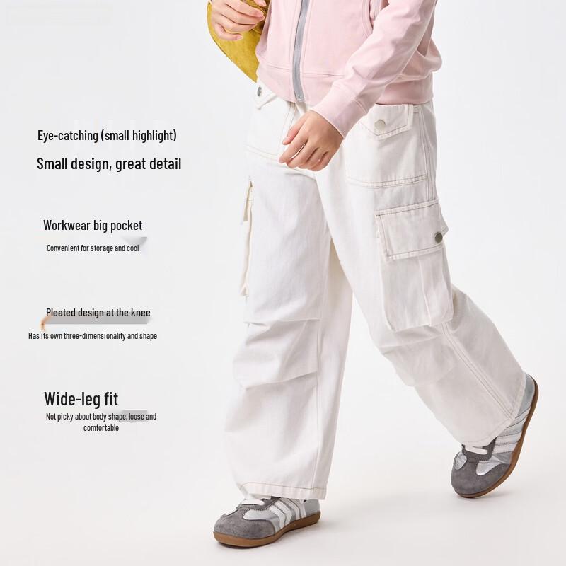 Hanhanxiang Girls' Outdoor Cargo Wide-Leg Pants