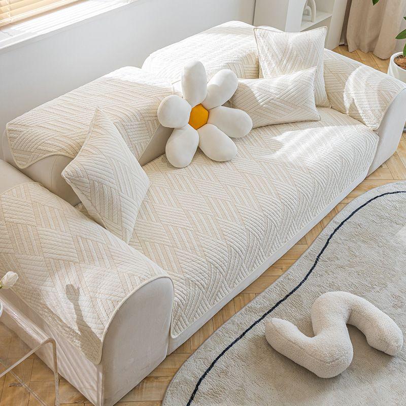 

Nordic Simple Pure Cotton Sofa Cushion Washed Cotton All Year Round Neutral Non-Slip Seat Cushions Fabric All Cotton Cover Cover Bath Mat