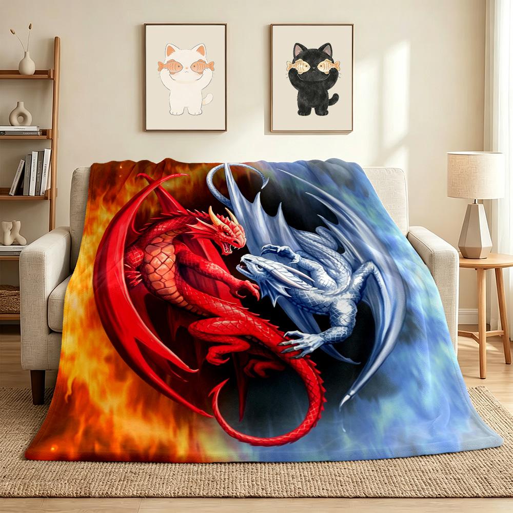 Fire Ice Dragons Flannel Blanket Throw Blanket Soft Warm Sofa Bed Camping Home Decor Unique Christmas Gift Cs922108