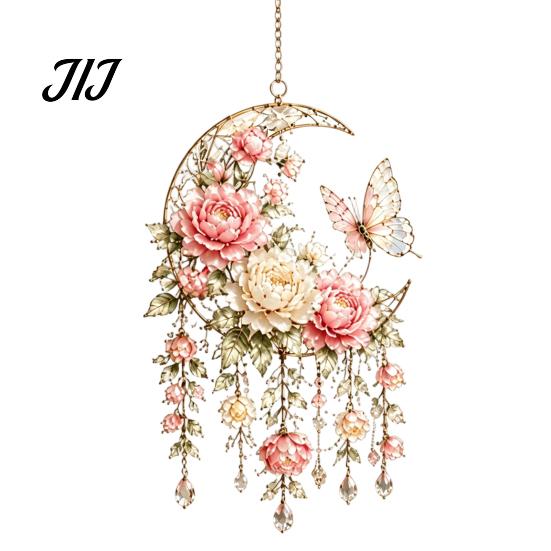 Waterproof Wind Chimes for Patio Acrylic Flower & Sun/Moon Chimes, Window Hanging Suncatcher Housewarming Gifts New Home Living Room Balcony,