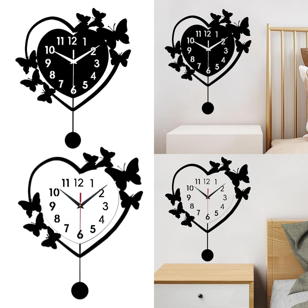 Luxury Living Room Wall Clock Acrylic Love Heart Design Silent Decorative Clock for Modern Home Office Bedroom