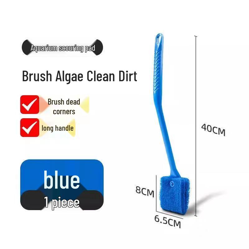 Long Handle Magnetic Double-Sided Fish Tank Cleaning Brush with Sponge Scraper for Aquatic Plant Tanks