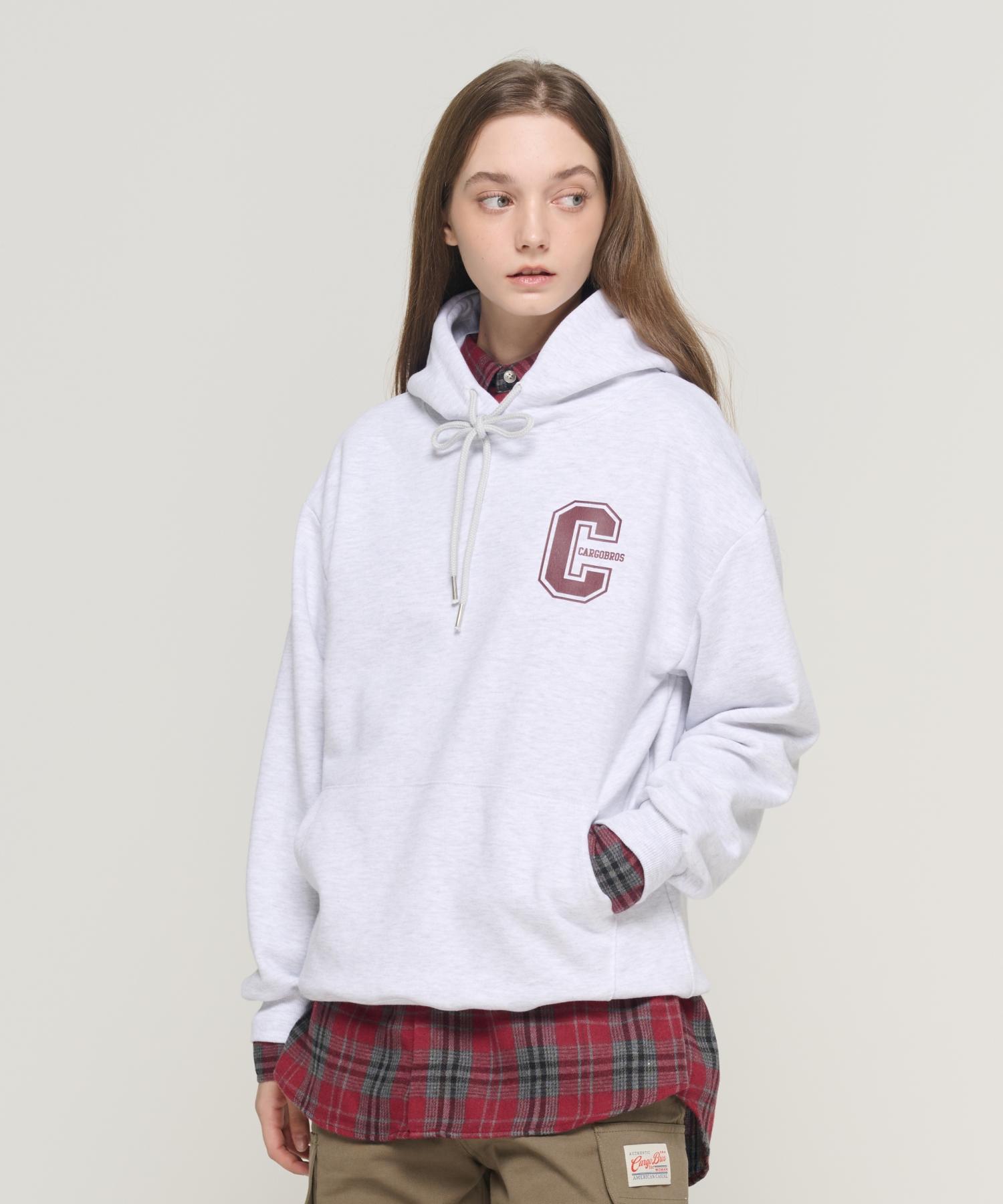 Cargo Bros For Woman C Logo Hoodie (Light Gray) L