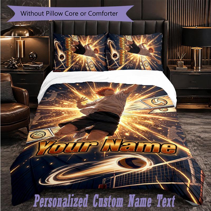 Personalized 3Pcs Bedding SetHaikyuu Custom Text Duvet Cover Pillowcase Set Bedroom Gift