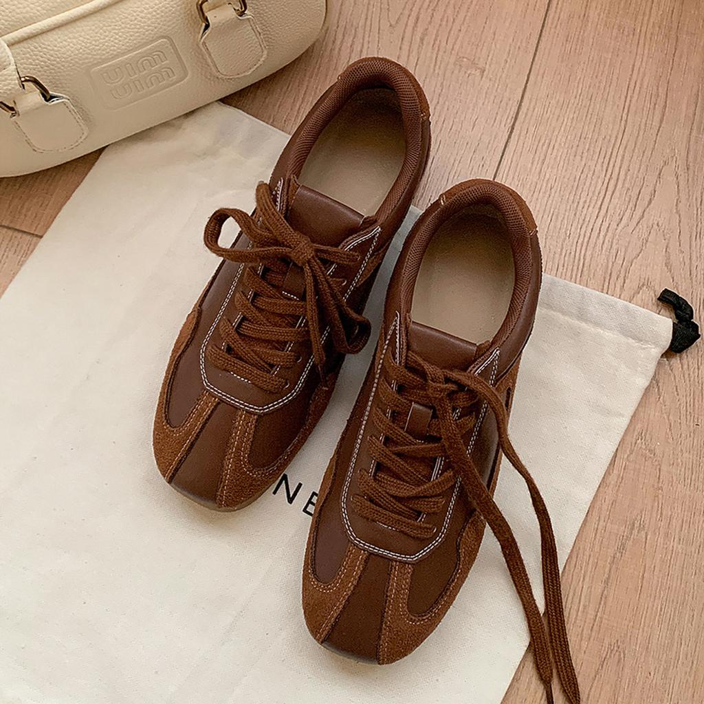 Sheepskin version~ 5CM inner height increase ballet training shoes women's 2025 autumn new Maillard lace-up casual Forrest Gump shoes