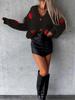 European V-Neck Single-Breasted Strawberry Knit Cardigan