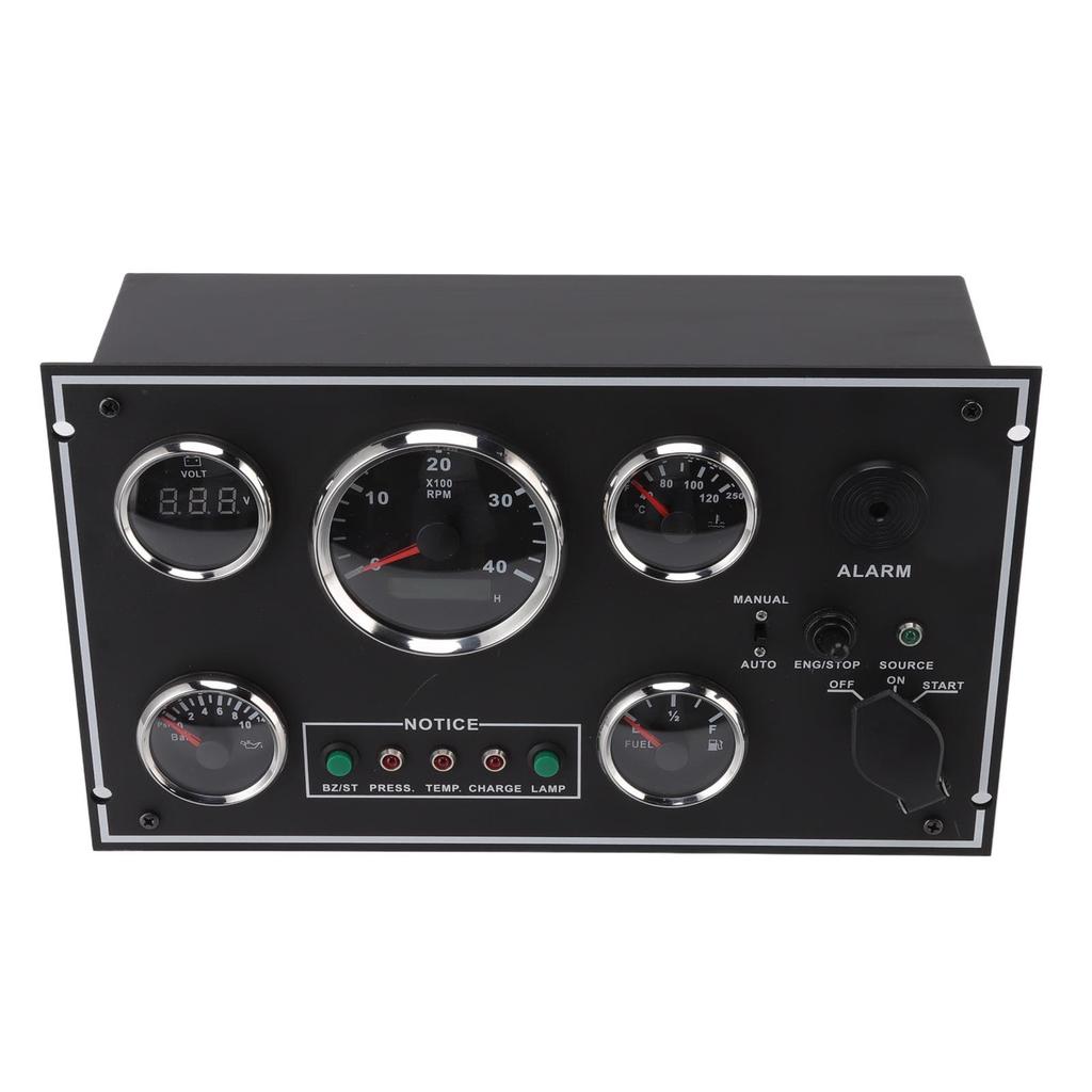 Tachometer Water Temp Meter Voltmeter Oil Pressure Oil Level Gauge Multifunction Panel with Ignition Key for RV Boat