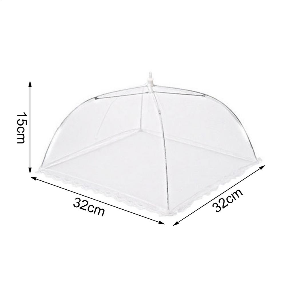 Food Cover Mesh Folding Washable Flies Tables Cover White Square Dish Cover Protective Dish Covers Kitchen Storage Accessories
