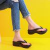Women Sand Beach Flip Flops Wedge Heels Outside the Seaside Beach Sandals Thick-bottomed Flip-flops Outdoor Slides Summer Shoes