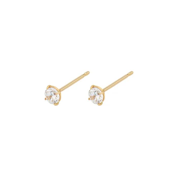[14K] Basic Cubic Earrings (3mm)