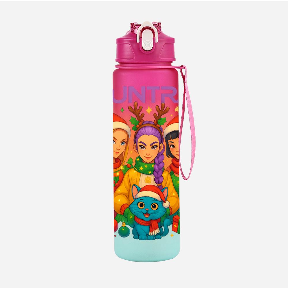 Cartoon Weihnachten K-Pop Dämonenjäger Bedruckte 750 ml Wasserflasche Große Kapazität Trinkbecher Tragbar Outdoor Sport Wasserbecher Kinder Kind Geschenk