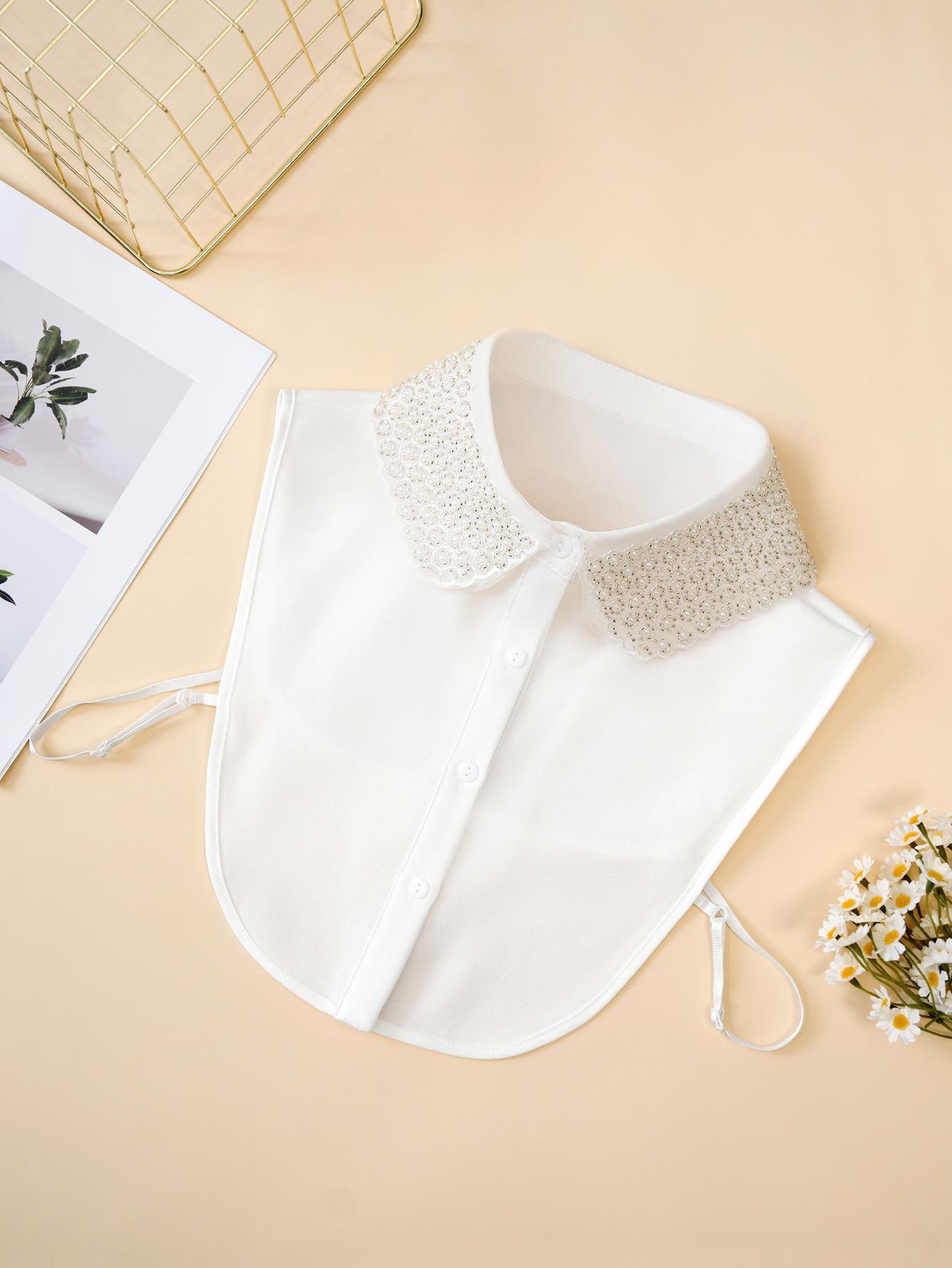 

1 Изысканный расшитый бисером съемный воротник - Премиальный роскошный ручной работы с пайетками Королевский стиль Модный женский универсальный воротник для платья