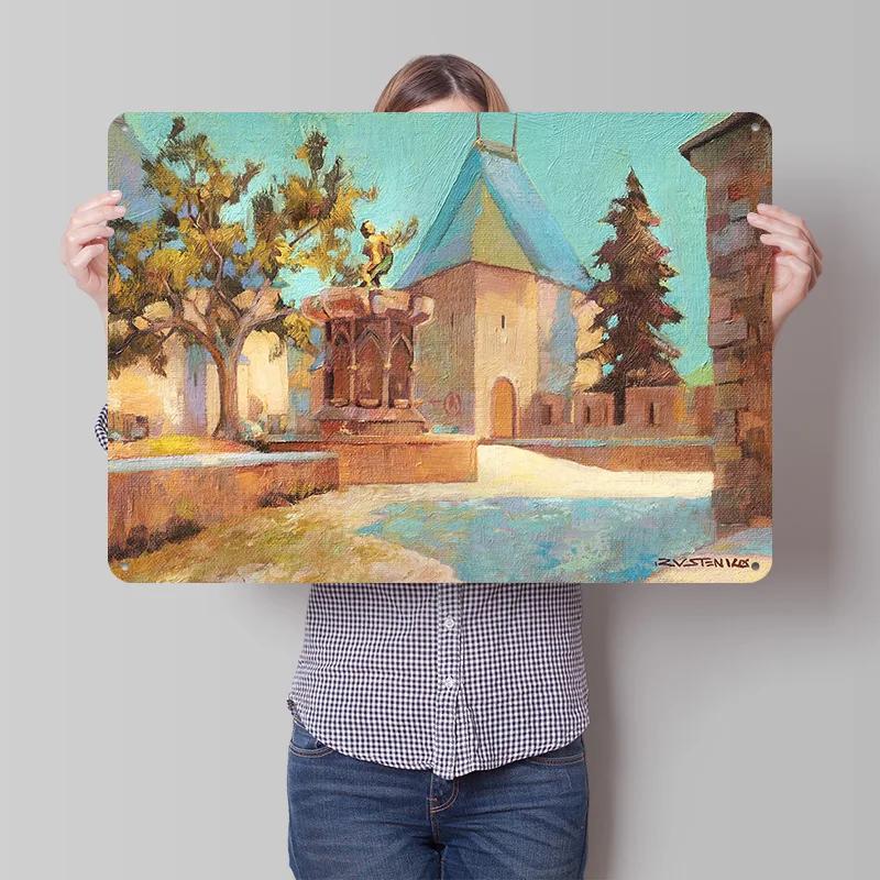 Cobblestone Statue Personalized D Textured Metal Poster Wall Art Vintage Tin Signs for Home Decor Living Room Decoration Gaming