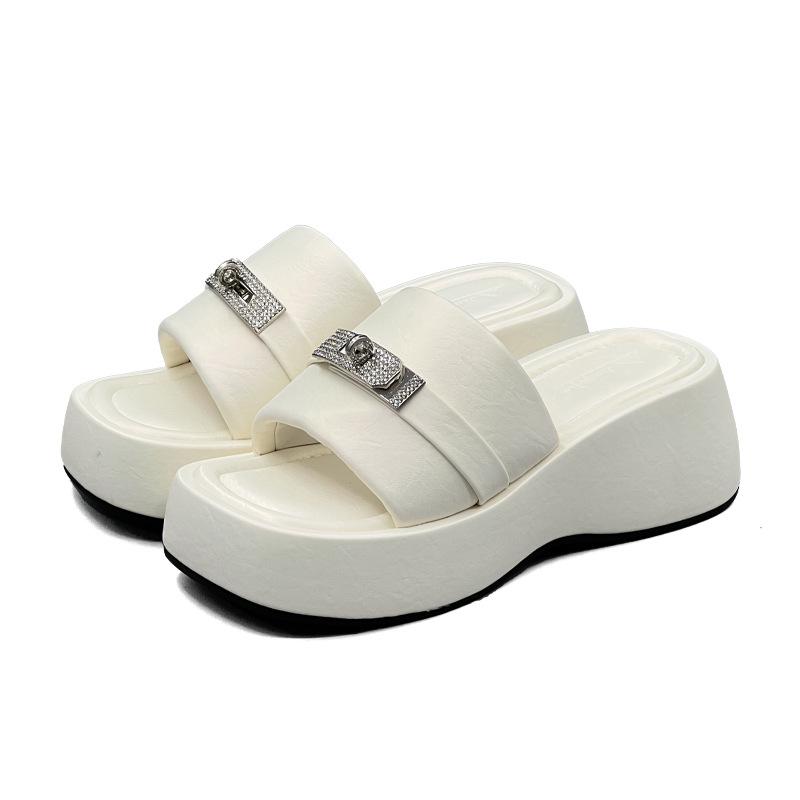 Summer versatile shorty slippers heighten 6 ice blue platform women's shoes sandals women wear not tired feet