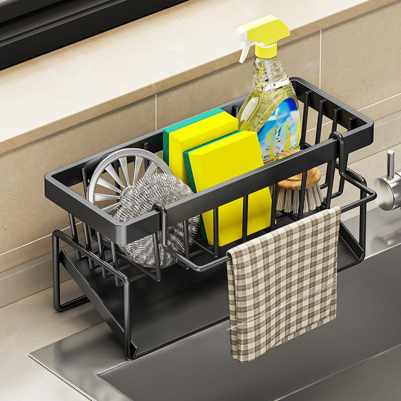 1pc Kitchen Rack, Rag Drain Rack, Punch-free Household Spice Rack, Sink Faucet Sink Rack