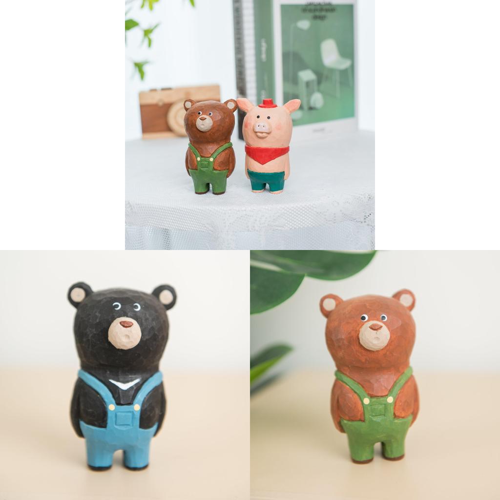 Wooden Handcrafted Bear Figurine Desk Decor With Inspirational Design For Gift Giving