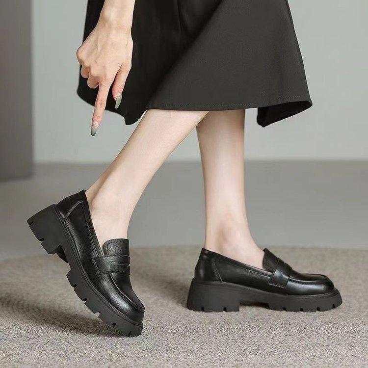 Retro British Style Small Leather Shoes New Autumn Platform Muffin College Japanese Soft Leather