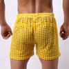 Erotic Men Solid Color Mesh See Through Hollow out Drawstring Shorts Beach Pants